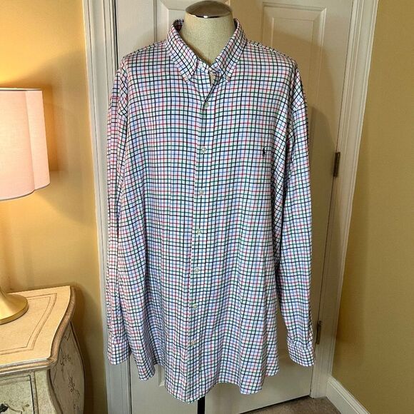 EUC Men's Ralph Lauren Performance Plaid Check Flannel Button Down Shirt 4XLT - Picture 1 of 3